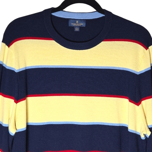 Brooks Brothers Men's Striped Extra Fine Merino Wool CrewNeck Sweater Si… - Picture 2 of 5